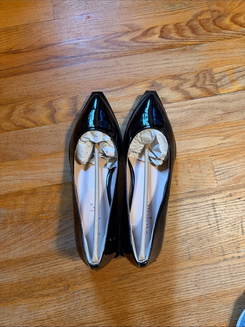 Black/Red Patent Pointed Toe Women's Flats NWOT-tried on.